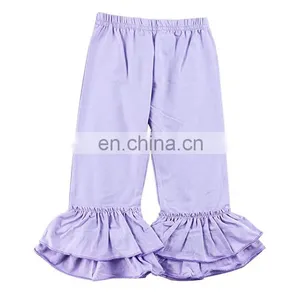 Wholesale Kid Little Girls Stretchy Flare Pants Icing Ruffles Solid Colors Ruffle Leggings thumbnail-2