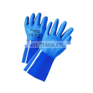 12 Inch Blue Cut Resistant Impact Resistant PVC Coated Gloves With Gauntlet Cuff thumbnail-1