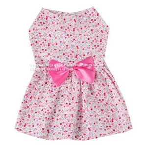 Pet Clothes Supplies Wholesale Manufacturers Pet Summer Dress Bow Knot Floral Skirt Girl Dog Dress Skirt thumbnail-4