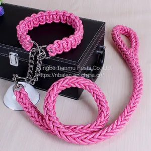 Best Selling Pet Product Belt for Dog Lead Wire Rope 130 cm Pet Ropes Weave Luxury Collar Rolled Rope for Dog Dog Leash Set thumbnail-4