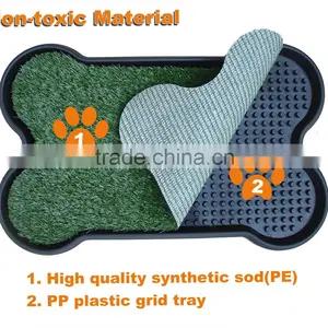 (1007) Pet Product Indoors 2-piece Pet Bed Non-toxic Sythetic Grass Bone Shape Pet Pad thumbnail-2