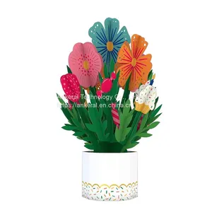 Cheap Price High Quality 3D Pink Rose Basket Pop-up Cards Best Birthday Gifts for Mom thumbnail-3