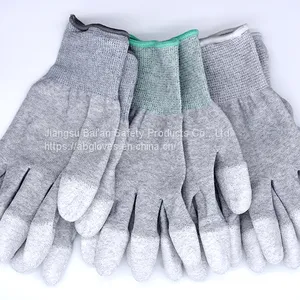 13 Gauge Shell Elastic Red Cuffs Hand Work Safety PU Coating Dipped Top Fit Polyurethane Gloves thumbnail-3