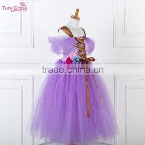 New Designed Light Tulle Dress With Band Decoration in Pure Purple thumbnail-2