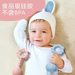 Custom Baby Teethers Wholesale Silicone Baby Rattling Teething Toys Food Grade Silicone Custom Silicone Teether thumbnail-5