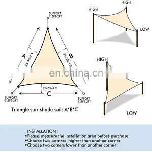 160gsm-320gsm 80%-95% Shading UV Block Sand Triangle Sun Shade Sail for Carport Shade Cloth thumbnail-4
