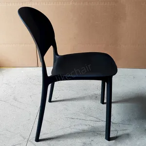 Stackable Plastic Chairs Hollow Backrest Integrated Molding for Garden Patio Cafe Outdoor Dining thumbnail-4