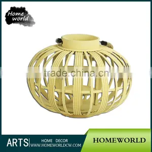 Traditional Chinese Folk Art Yellow Mini Bamboo Weaved Candler Lantern Wedding Favors thumbnail-1
