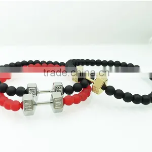 Custom High Quality Stainless Steel Jewelry Handmade Man Dumbbell Bracelet thumbnail-4