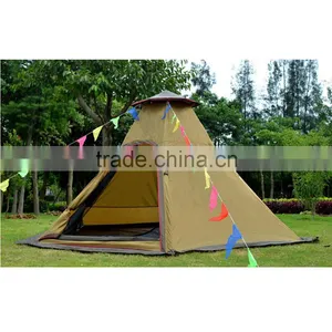 Camper Trailers Indian Double Pole Camping Layer 3 4 Person Rainproof Double Bell Tent thumbnail-4