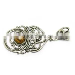 Perfect Brown Of Tiger Eye 925 Sterling Silver Jewelry Pendant, India Wholesaler Silver Jewelry, Fabulous Designs Silver Jewelry thumbnail-4