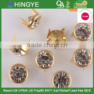 Sedex Audited Factory 2 Pillar Metal Rhinestone Nail Prong Studs thumbnail-1