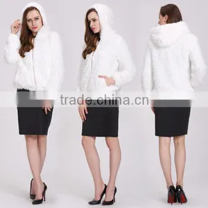 2016 Women White Long Mink Coat With Caps in China thumbnail-2
