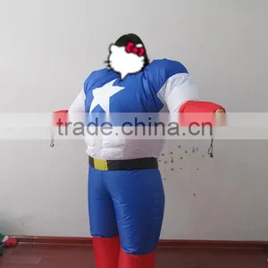 DJ-CO-111 Adult Chub Captain America Inflatable Blow Up Color Full Body Costume Jumpsuit thumbnail-3