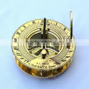 NAUTICAL BRASS SUNDIAL COMPASS - ROUND BRASS MARINE SUNDIAL COMPASS thumbnail-2