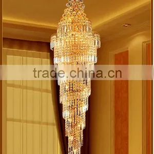 Cylinder Shape Crystal Chandelier , Long Chandeliers for Hotel Lobby thumbnail-2