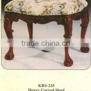 Heavy Carved Stool Mahogany Indoor Furniture. thumbnail-1
