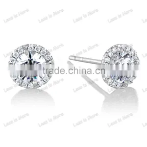 Gun Metal Crown Setting CZ Silver Stud Earrings thumbnail-2