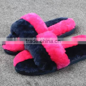 Many Colors Soft Warm Two Tone Sheared Rex Rabbit Fur Slipper thumbnail-5