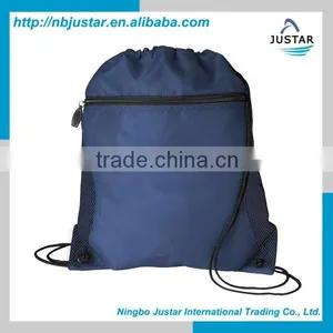 2016 Christmas Promotioanl Customized Cheap Custom Christmas Drawstring Gift Bags With Side Mesh Pocket thumbnail-5