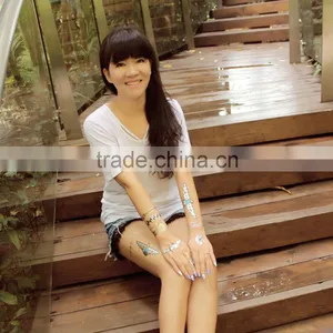 Temporary Metallic Tattoo Gold Silver Flash Tattoo Sticker Jewelry Fake Tatoo New thumbnail-6