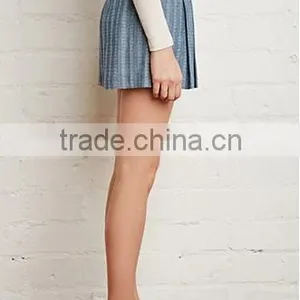 2015 New Apparel Designs Fashion Pleated Denim Shorts for Women thumbnail-3
