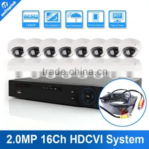 Waterproof 16 Channel 1080P HDCVI Camera Max 500M Distance With 16Ch CVI DVR Kit CCTV System With 16PCS Dome IR Camera Outdoor thumbnail-1
