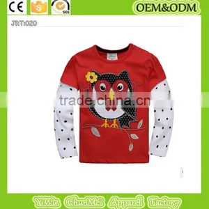 New 2015 Red Color t Shirt Cartoon Anime Figure Clothes Owl Tee Kid Clothes Long Sleeve t Shirts Girls Boys' T-shirts thumbnail-1