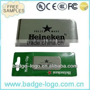 High Quality Custom Promotion Steel Nickel Money Clip thumbnail-1