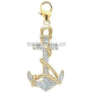 Newest Style Two Tone Color 925 Sterling Silver Anchor Necklace thumbnail-1