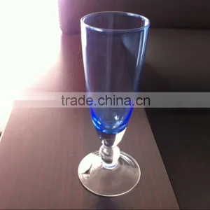 Hot Sale Hand Made Shot Stem Champagne Combalt Blue Color Glass Flute thumbnail-4