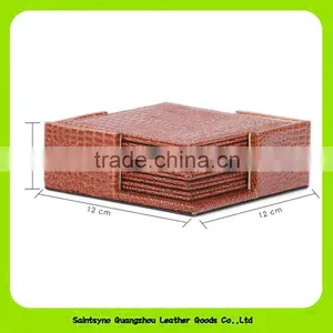 12*12cm Oil-proof Crocodile Leather Printed Set of 4 Square Coasters 16035 thumbnail-1