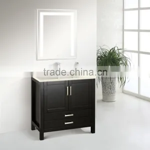Salable Solid Wood Bathroom Cabinet With LED Mirror thumbnail-3