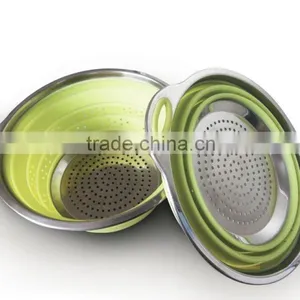 High Quality Food Grade Fruits and Vegetables Silicone Collapsible Colander thumbnail-2