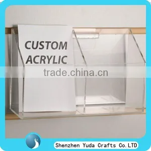 Acrylic Slatwall Display Bin With Double Compartments, Perspex Books Storage Organizer thumbnail-1