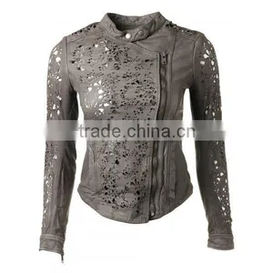 Ladies Fashion Leather Jacket & Laser Cutting Style for Summer Season thumbnail-1