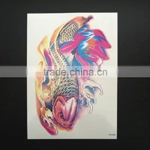 WX- 015 Flower Skull Temporary Tattoo Sticker/ CMYK Tattoos/Skin Safe Body Art Tattoo thumbnail-4