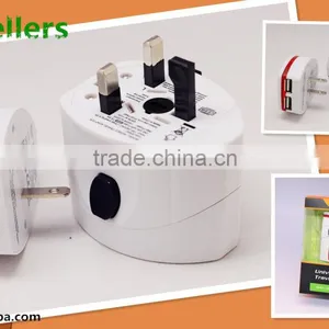 PNGXE Power Adapter for Travel With Retractable Plugs(US,UK,EU,AU) Intergrated With Two USB Charging Port AD-103 thumbnail-1
