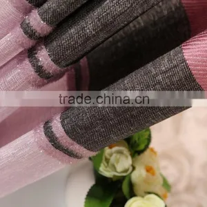 Elegant Strip New Design Sheer Curtain Panel Woven With Silver Metallic Yarn thumbnail-3