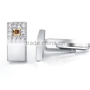 2016 Wholesale Shiny Silver Copper Cuff Links Shirts Mens Square Crystal Cufflink Jewelry thumbnail-5