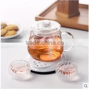Small Order Welcomed!Hand-made High Borosilicate Water Glass Tea Pot With Cup and Heater in Stock thumbnail-2
