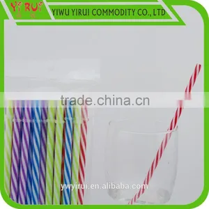 Striped Hard Plastic Straight Drinking Straw With Plastic Circle thumbnail-3