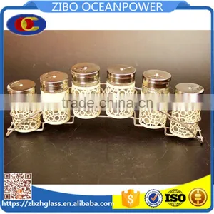 S/6 Hubble-bubble Design Base Glass Spice Jar Set thumbnail-1