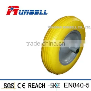 3.50-8 PU Wheelbarrow Wheels With Axles Bolted thumbnail-1