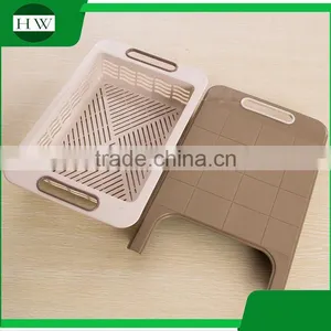 2 in 1 Square Plastic Hanging Folding Vegetable Meat Kitchen Chopping Cutting Board With Draining Rack Storage Box thumbnail-3