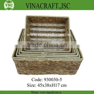 Rectangular Bamboo Water Hyacinth Storage Basket in Natural thumbnail-1