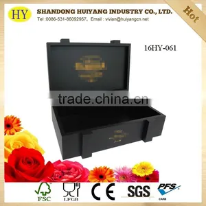 Matt Black Color Pine Wood Gift Box for Cigar thumbnail-4