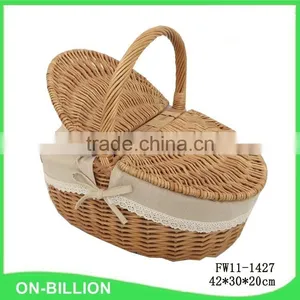 Hot Sale New Insulated Willow Picnic Basket Empty thumbnail-5