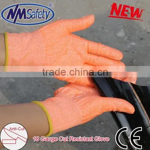 NMSAFETY New 18gauge Cut Working Gloves Orange Liner Cut Resistant Hand Gloves thumbnail-1