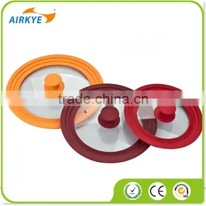 The Large Universal Pot Pan Lid Tempered Glass Cover With Silicone Rim thumbnail-1